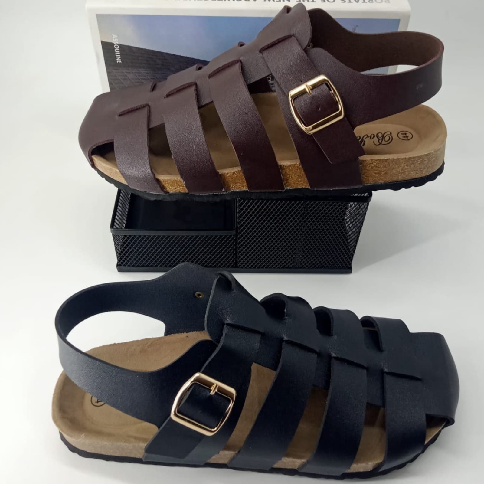 BoJiao Men's Multi-Strap Cork Insole Gladiator Sandals image 1