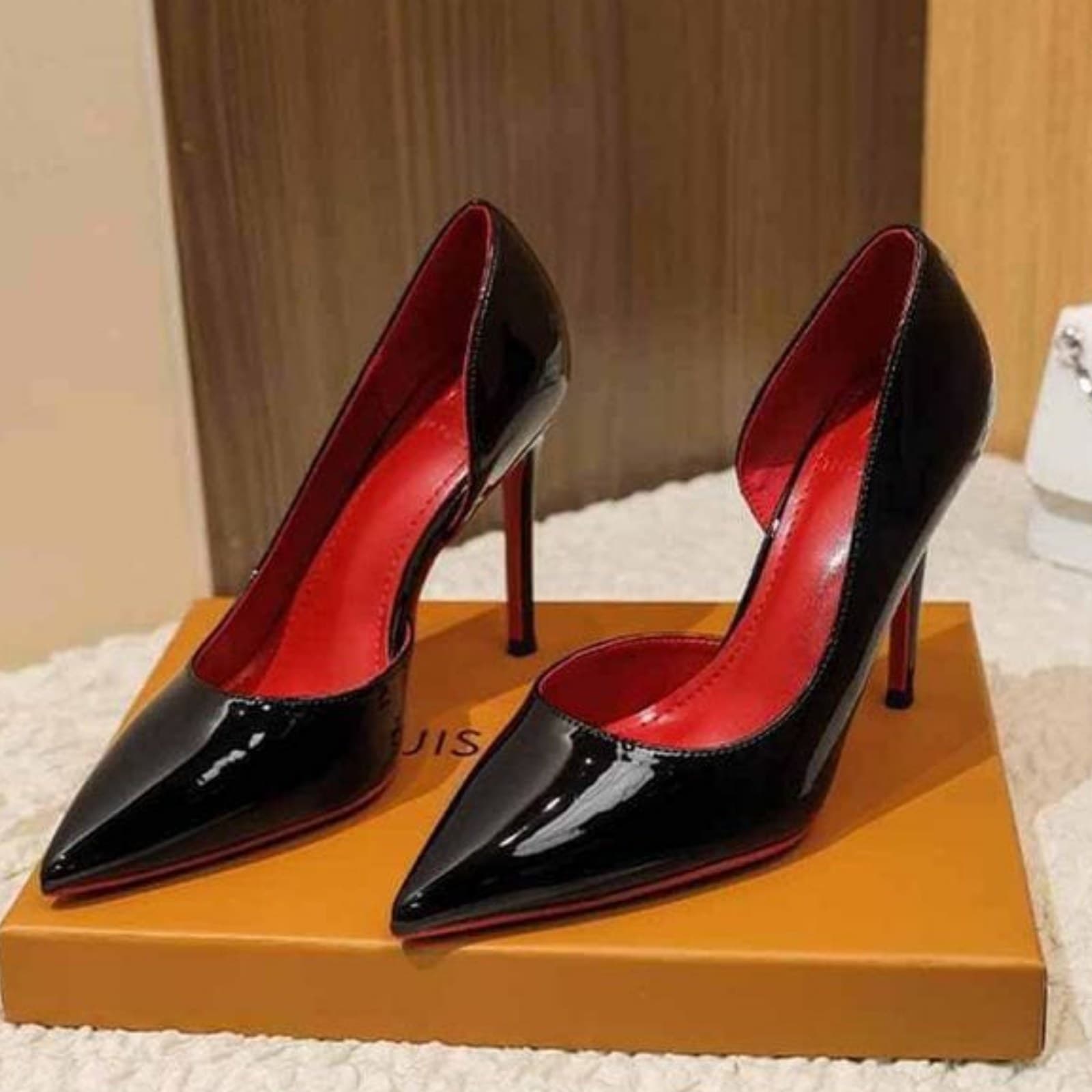 Women's D'Orsay Patent Leather Pointed-Toe Stiletto Heels image 1